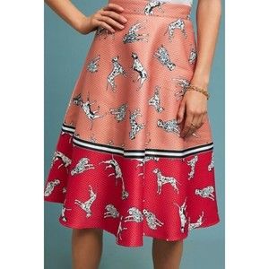 New With Tags Anthropology Womens Size 2 A-line Dalmatians Skirt Lined Adorable